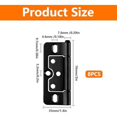 Stück Hochleistungs-Türscharniere, schwarze Falttürscharniere, geräuschlose Falttürscharniere ohne Einsteckschloss, Scharniere für den Innen- und Außenbereich, Fenster und Schränke (76 mm x 35 mm)