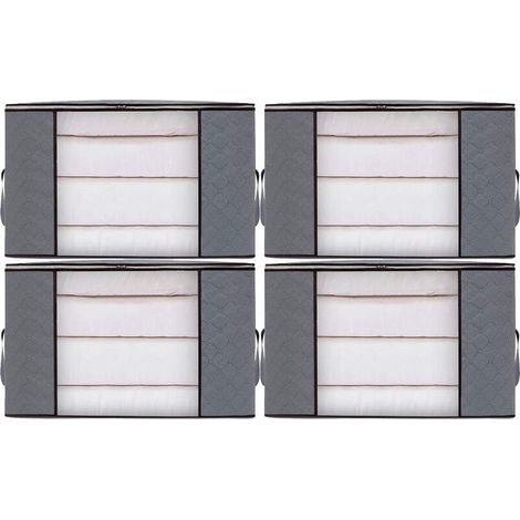 4pcs Sacs de Rangement Vêtement Grand Boite Rangement Cartons Déménagement pliable Housse Couette pour Couverture Jouet Vêtement (1/5)