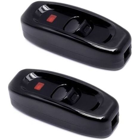 Pair Lntyq 2 Pcs Noir Interrupteur Lampe Inline Switch 250V 10A Interrupteur Intermédiaire avec Voyant Led Interrupteur à Cordon en Ligne pour Lampe de Chevet Lampe Table Câble éLectrique Miroir Lampe (1/5)