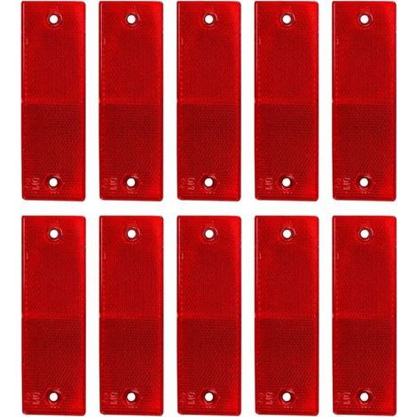 JSSEVN - Reflective Warning Sign, Safety Reflectors, Trailer Reflectors, Truck Reflectors, for Trucks, Caravans, RVs, Boats, Bicycles, 10 Pieces, Red, 14.8 x 4.8 cm
