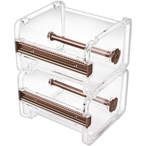 QORVA-(Marron) Lot de 2 distributeurs de ruban adhésif Washi transparent, coupe-ruban de bureau polyvalent, support de base de rouleau (ruban adhésif non inclus)
