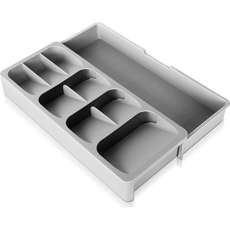 Organisateur de Couverts, Range Couverts, Organisateur de Tiroir à 9 Compartiments, Organisateur de Tiroir de Cuisine en Plastique Extensible pour Couverts, Plateau Organisateur de Tiroir (1/5)