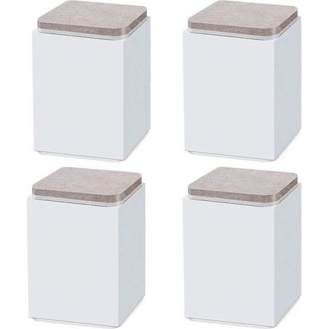 4 Pieds de Meuble Auto-adhésifs en Acier Carbone, Carrés 6x6 cm, Hauteur 10 cm, Blanc (Lot de 4), Rehausseurs pour Canapé, Lit et Meuble TV (1/3)