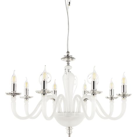 Lampada a sospensione DEBUSSY in vetro lavorato a mano D84 cm Bianco Satinato 8 LUCI (1/2)