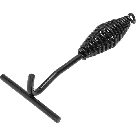 Souleve-couvercle pour cocotte hollandaise de camping, poignée spirale 26 cm en fer noir, design allongé pour une prise confortable.