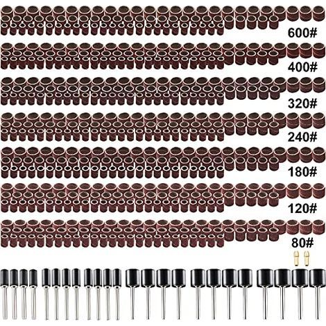 Lot de 551 tambours ponçage pour outil rotatif, manchons ponceuse à tambour avec mandrins et mandrin auto-serrant - (1/5)