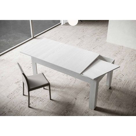 Tavolo "Viterbo" allungabile in legno per sala da pranzo -Allungabile fino a 220 cm / Bianco Frassino (1/5)