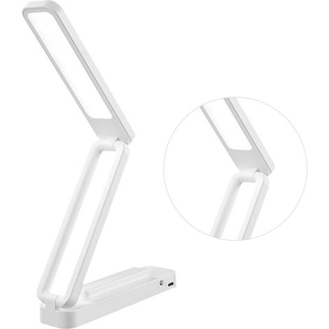 Lampe de bureau pliable et portable, 3 températures de couleur, variateur tactile, télécommande, modèle 947 blanc rechargeable 2000 mAh