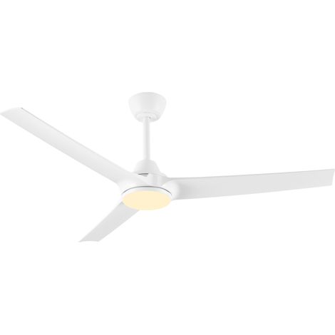 Parrot Uncle 132 cm LED Deckenventilator mit Beleuchtung, 3 Flügel, leiser DC-Motor, dimmbar, Umkehrfunktion, 3 Farbtemperaturen, 6 Geschwindigkeiten, Fernbedienung, Weiß