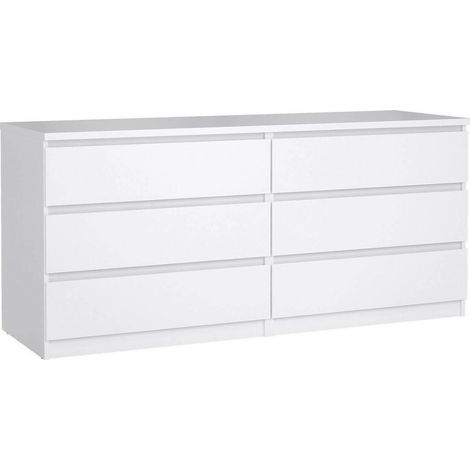 Dmora Kommode mit sechs Schubladen, weiß glänzend, 153 x 70 x 50 cm (1/5)