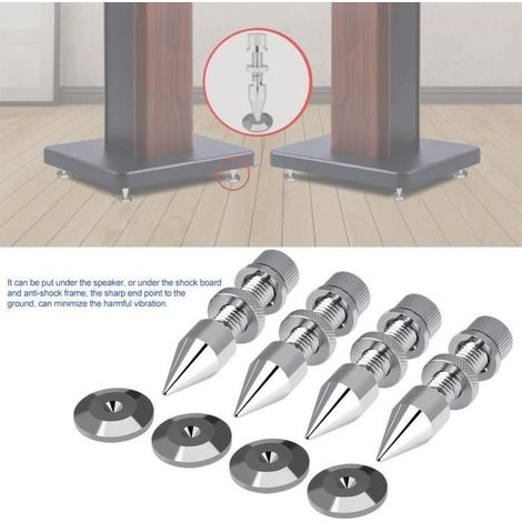 ARAMOX pointes de haut-parleur 4 Pcs Haut-Parleur Spike Isolation Spikes Stand Pied Haut-Parleur HiFi Cône Antichoc (1/4)