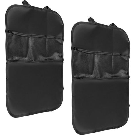 Protection Siège Voiture Lot de 2 - Tissu Oxford Imperméable avec 3 Grandes Poches, Organisateur Voiture Rangement Voiture Anti-Salissures Facile à Nettoyer (1/5)