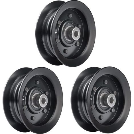 Lot de 3 poulies de renvoi 106-2175 132-9420 compatibles avec Toro Exmark Part 81,3 cm 96,5 cm 106,7 cm 127 cm 137,2 cm Tracteur de pelouse Deck Quest Série E Série S Timecutter Noir (1/5)