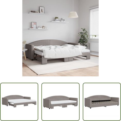 Schlafsofa -  Tagesbett Ausziehbar mit Matratzen Taupe 80x200 cm Stoff