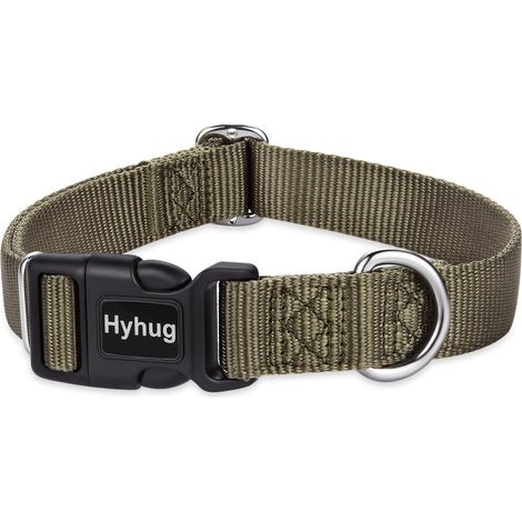 Collier de Couleur Solide Classique pour Les Chiens Moyens, Ajustement de Conception Unique. Glissière Triglide (Boucle) Peut étiquette de nom attachée.(Moyen Modèle M, Vert Militaire) (1/5)