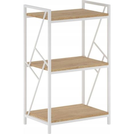 LOFT SCAFFALATURA IN LEGNO BIANCO ROVERE NATURALE PER UFFICIO BAR 3 RIPIANI (1/4)