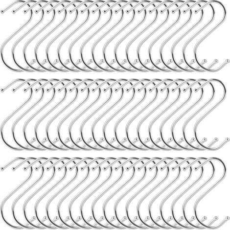 100 S-Haken – Edelstahl – Robuster und rutschfester Aufhängehaken – Für Küche, Bad, Garten – Silber – 7,2 cm (1/5)