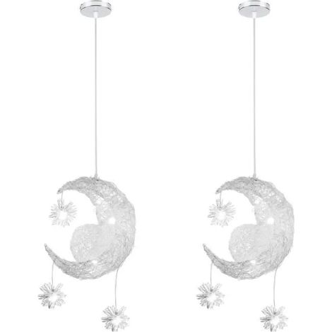 U-Do 2Pcs Suspension Luminaire Lune Lustre Ajustable design Vintage en Aluminium Lampe Intérieur pour Salon Cuisine (Lumière (1/4)
