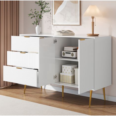 Sideboard Kommode Aufbewahrung 120 cm Weiß Gold OKMYHOME (1/5)