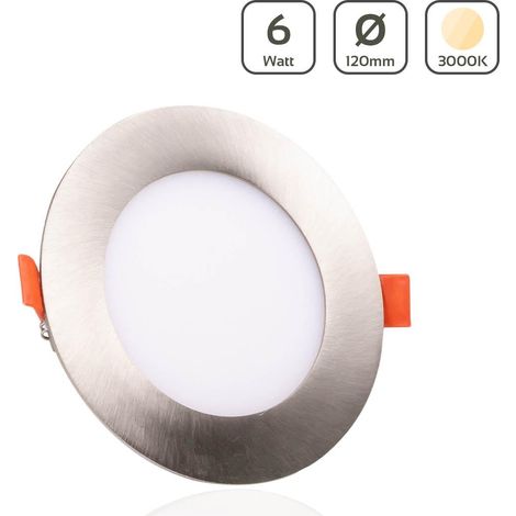 LED Panel Einbaustrahler rund silber - Lichtfarbe: Warmweiß 3000K - Ausführung: 6W Ø120mm Ausschnitt Ø110mm (1/5)