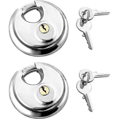 Cadenas à disque, lot de 2 cadenas à clé en acier robuste pour unités de stockage, remorque mobile (1/5)