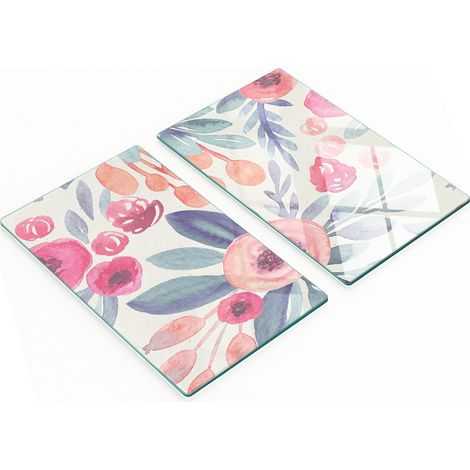 Tableaux en verre élégants et résistants avec motif floral aquarelle 2x30x52 cm (1/5)