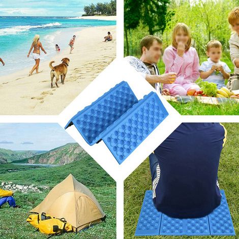 Coussin de sol imperméable pour camping, mousse confortable jardin et extérieur pliable (Noir Bleu)
