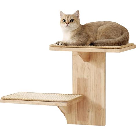Mur d'escalade pour chat, en bois massif, plateformes doubles, capacité de charge 50 livres, dimensions 24"x12", compatible avec montage mural (1/5)