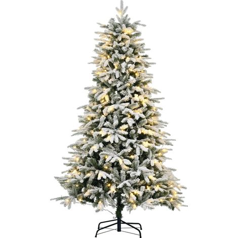 HOMCOM Künstlicher Weihnachtsbaum mit Leuchte, 180 cm Kunsttanne mit Kunstschnee, Standfuß, Kunst Tannenbaum mit 888 Astspitzen für Weihnachtsfest, Indoor (1/5)