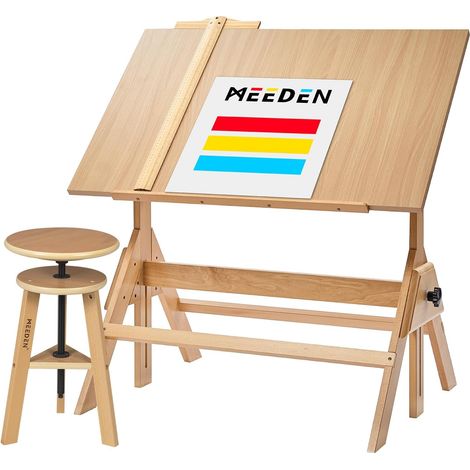 Ensemble Table de Dessin et Tabouret en Bois: Tabouret et Table (1/5)