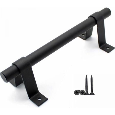 Manija vintage para puerta de granero, manija de acero al carbono para puerta corredera con tornillos negros (1 pieza) (1/5)
