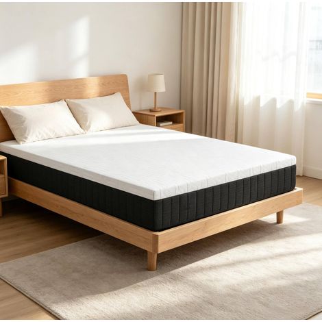 Matelas 140x190x25 cm mousse mémoire blanc et gris, soutien 7 zones pour chambre – MEUBLIV (1/5)