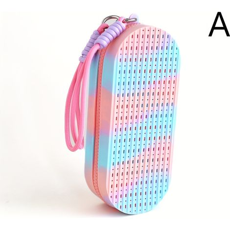 1pc Sac de rangement pour extérieur, Boîte de rangement pour lunettes, Trousse de toilette multifonction, Trous respirants creux drainables avec cordelette, Silicone, pour Piscine & Plage, Corde Rose (1/5)