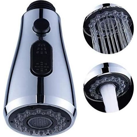 Douchette Rétractable Evier Robinet Cuisine Avec Bouton Stop 2 Types de Jet Pro Tête Universelle Pour Mitigeur WC Robinet Salle de (1/5)