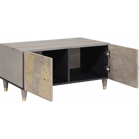 Table basse,Table d'appoint,Table de Salon Gris 80 x 50 x 40 cm bois de manguier massif CFW29987 (1/5)
