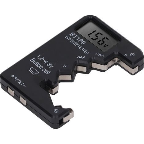 Batterieprüfgerät mit digitaler Anzeige für AA-, AAA-, 6F22-Batterien (9 V, 1,5 V), schwarz (1/5)