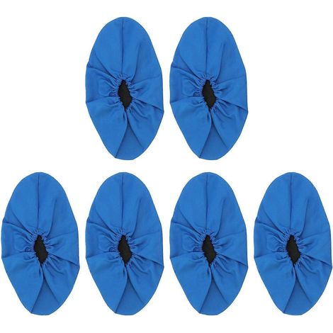 Lot de 3 paires de couvre-chaussures lavables en tissu, protection anti-poussière pour la maison-25X8CM-Blue