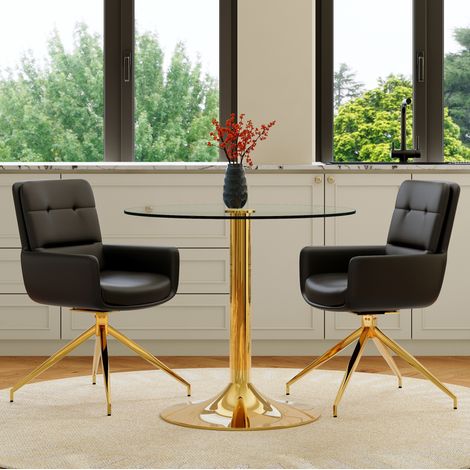 Conjunto mesa y sillas comedor cristal 85 cm OKMYHOME (1/5)