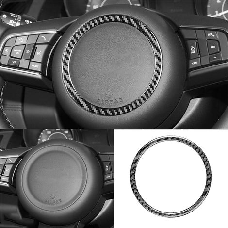 (Anneau en fibre de carbone) Autocollants, emblèmes et accessoires de décoration pour volant de voiture en fibre de carbone, compatibles avec Jaguar XFL, F-PACE, XE et XEL. (1/5)