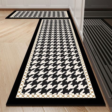Géométrie simple - 2 pots de boue de diatomées de 40 x 60 cm Tapis de cuisine, tapis de sol absorbant en terre de diatomées, facile à nettoyer, tapis rectangulaire antidérapant pour usage domestique (1/5)