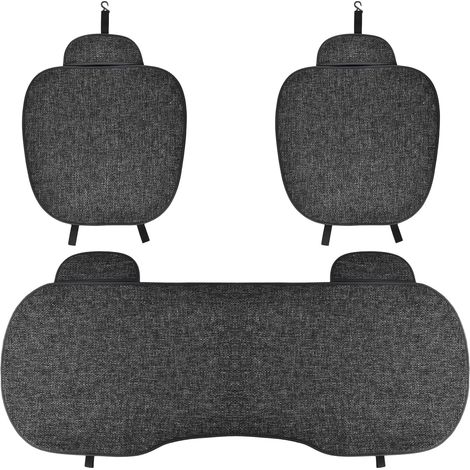 3 Pcs Set Protege Siege Voiture, 2 Avant et 1 Arriere, Protection Housse Siege Voiture Universel, Couvre Siege Auto Confort en Lin Respirant Antiderapant, Coussin Voiture pour Plupart Vehicules, Noir (1/5)