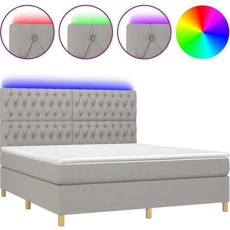 Maison Exclusive - Letto a Molle Materasso e LED Grigio Chiaro 180x200 cm Tessuto (1/5)