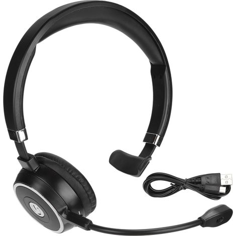 Casque téléphonique Bluetooth sans fil unidirectionnel anti-bruit pour bureau, kit oreillette unique. (1/5)