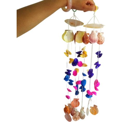 Wind Chime - Shell Wind Chime - Outdoor Garden Terrace Balcony Decoration - Natural Seashell Wooden Hanging Chime - 1 Piece (1/5)