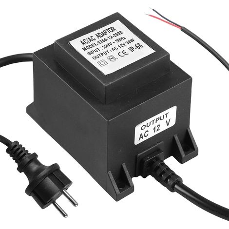 Transformateur LED 12V Bloc d’Alimentation AC/AC 30W Transformateur Électronique Étanche IP68 pour Éclairage LED, G4 MR16 GU5.3 Lampes LED, Indoor Outdoor (1/5)