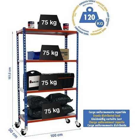 Simonrack Mensola modulare blu e arancione galvanizzata