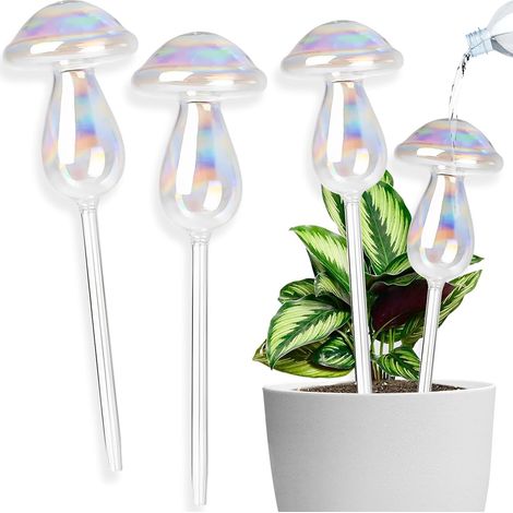 4 Stück Tropfbewässerung, automatische Pflanzenbewässerung, Glas-Bewässerungskugeln für drinnen und draußen, Garten-Tropfbewässerung (1/5)