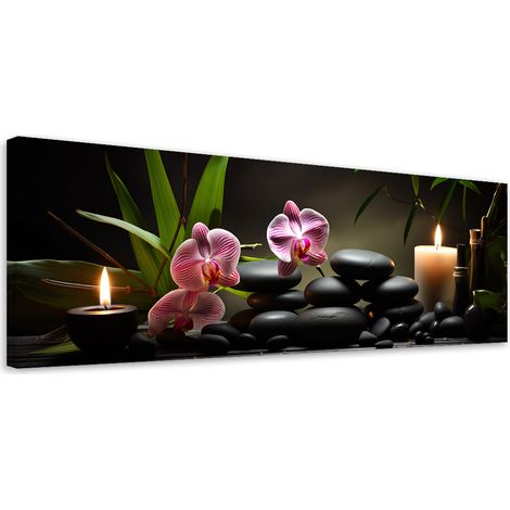 Tableau sur toile Orchidée bougie 90x30 (1/5)