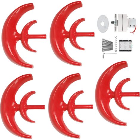 Éolienne 1200W 5 pales Générateur AC Moteur Solaire Lanterne Double Couche Rouge 12V Kit (1/5)