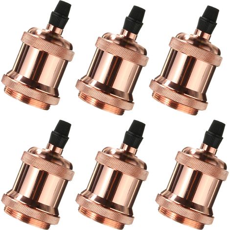 6x Retro Lampenhalter E27, Lampenfassung Industriell Vintage, Leuchter Halter, Lampenhalterung für Kronleuchter, Deckenlampen, Wandlampen Rosegold